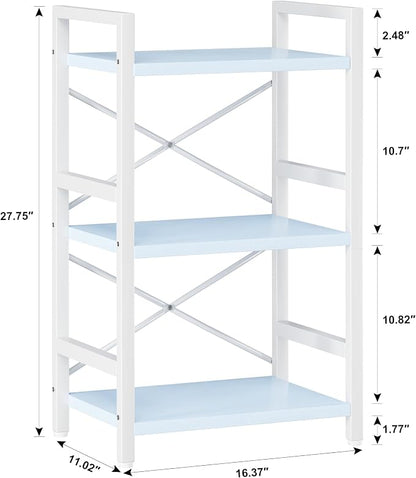 Homeiju Bookshelf, 3 Tier Industrial Bookcase, Metal Small Bookcase, Rustic - Image 3
