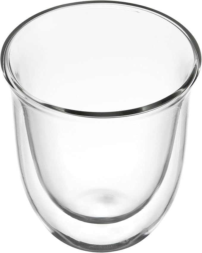 Restaurantware-Forma Professional 6.8 Ounce Double Wall Coffee Cups, 12 Insulated Latte Glasses - Dishwashable, Reusable, Clear Glass Beverage Cups, Freezable, For Hot Or Cold Beverages