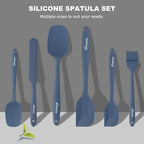 NileHome Silicone Spatula Set, 6 Packs Food Grade Kitchen Utensils with Silicone Brush Heat Resistant Dishwasher Safe BPA-Free Rubber Spatula for Scraping, Baking, Cooking, Mixing, Haze Blue