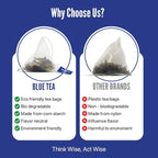 BLUE TEA - Butterfly Pea Flower Tea - 10 Count (Pack of 2) - Pyramid Plant Based Tea Bag | ANTIOXIDANT RICH | Caffeine Free - Detox Tea - Flower Based - Herbal Tea - Non Bitter | Zipper Pack
