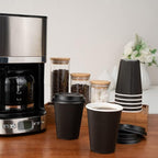 Restaurantware 8 Ounce Disposable Cups Pack of 25 Double Wall Hot Cups–Lids Sold Separately, Designed with a Rippled Wall and Black Paper Insulation, Ideal for Coffee, Hot Chocolate, and Tea