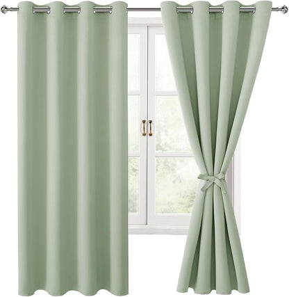Blackout Curtains for Bedroom, 52 x 63 Inches Length, Seafoam Green | Thermal by Hiasan