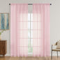 Blush Pink Sheer Curtains 84 Inches Long 2 Panels Set, Light Filtering Sheer by OVZME