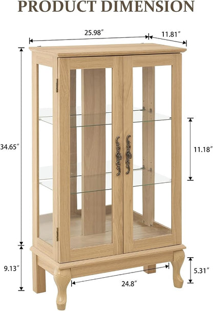 Curio Cabinet with Lighted, Curio Display Cabinet, Glass Display Cabinet with - Image 2
