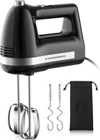 Electric Hand Mixer, Powerful 300W Hand Mixer Electric Handheld with 304 Beaters, Dough Hook,Hand Held Mixer with Turbo for Baking Cakes, Eggs, Cream Food(Black)