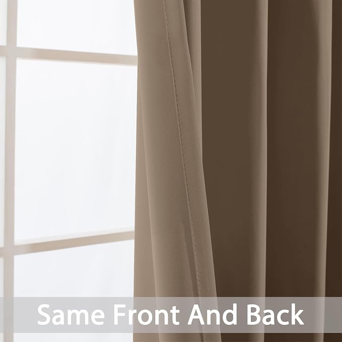 Yakamok Room Darkening Curtains 52x63 inch Length Khaki-Living Room | 2 panels - Image 4