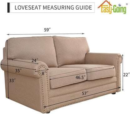 Easy-Going Stretch Loveseat Couch Covers Washable Bluestone | 1-Piece Loveseat - Image 5