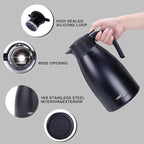 GiNT 2.2L / 74Oz Thermal Coffee Carafe, Insulated Stainless Steel Coffee Carafes for Keeping Hot/Double Walled Vacuum Thermal Carafe (Black)