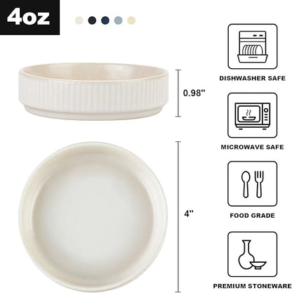 famiware Star Soy Sauce Dish Ceramic Dipping Bowls Set of 6, 4 oz Individual Dip Sauce Cups/Bowls/Dishes/Plates, Small Serving Bowl for Side Dishes, Dessert, Ice Cream, Sushi - Matte White