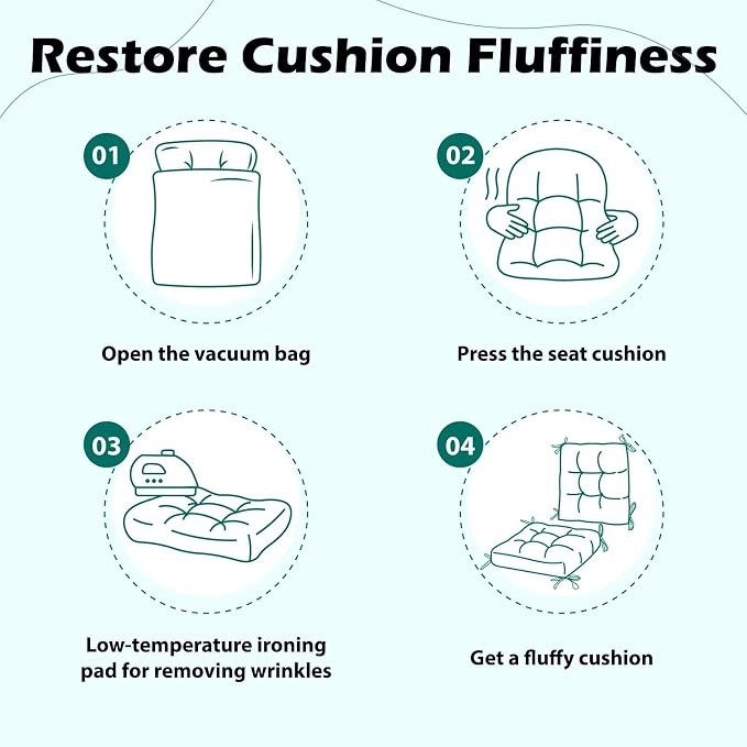 Set of 2 Patio Seat Cushions 19X19in Square Wicker Seat Pads Waterproof Rocking - Image 7