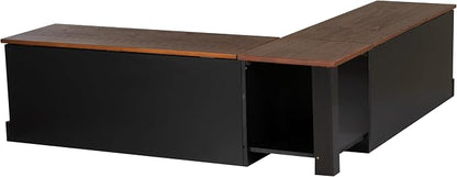 Linon Harris Black and Walnut Backless Kitchen Dining Nook - Image 11