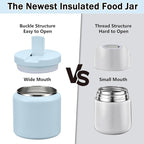 26oz Kids Thermos for Hot Food, Insulated Vacuum Food Jar with Buckle Lid, Stainless Steel Wide Mouth Leak Proof Insulated Lunch Container for School Picnic Travel, Blue