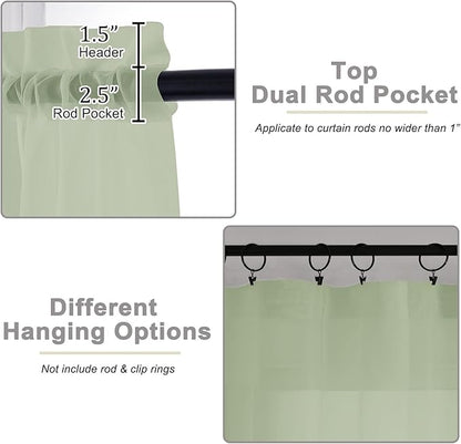 Extra Long Sheer Light Green Curtains - Image 4