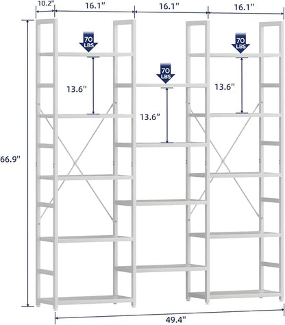 NUMENN Triple Column 5 Tier Bookshelf, Bookcase - Image 3