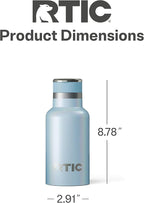 RTIC Little Journey Bottle with Straw, Insulated, Stainless Steel, Metal, Double Wall Vacuum-Insulation, Ceramic-Lined, Leak-Proof Lid, BPA-Free Water Flask for Sports, Travel, RTIC Ice Glitter