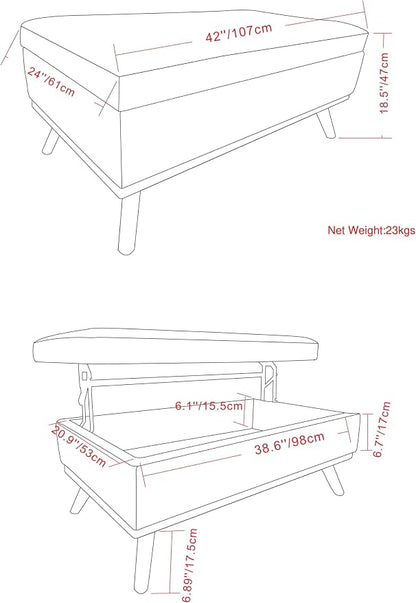 SIMPLIHOME Owen Lift Top Coffee Table Storage Ottoman - Image 3
