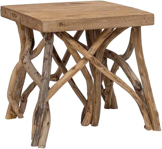 Coffee Table Brown Mixed Recycled Wood Small Rustic Living Room Table Durable - Image 8