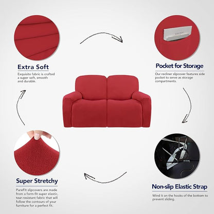PureFit Super Stretch Loveseat Recliner Sofa Couch Cover - Image 3