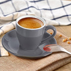 Porcelain Espresso Cup with Saucer, Espresso shot Cup, 80ml/2.7Oz, Grey
