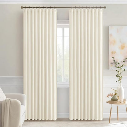 MIULEE Birch Back Tab Blackout Curtains 52x90 Inch Long 2 Panels Set | Rod - Image 9