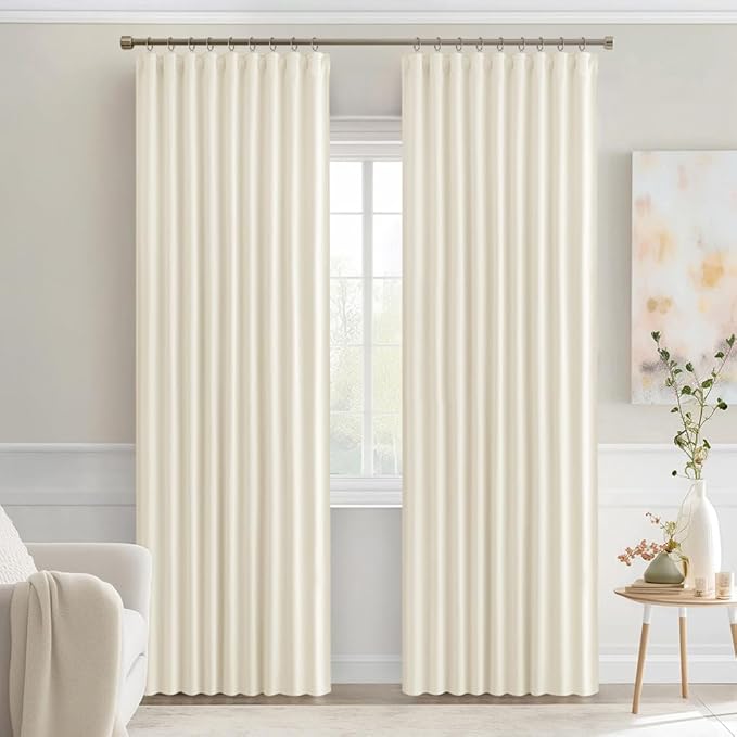 MIULEE Birch Back Tab Blackout Curtains 52x72 Inches Long 2 Panels Set | Rod - Image 9