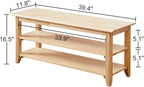 XKZG Storage Bench Wooden Shoe Rack Bench Simple Style Wood Entryway Bench (Natural,39.4")