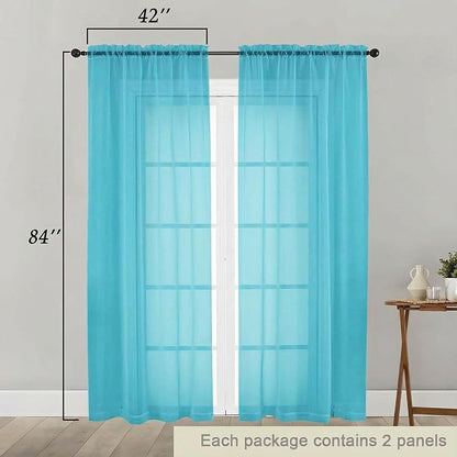Sheer Curtains 84 Inches Long 2 Panels Set - Image 2