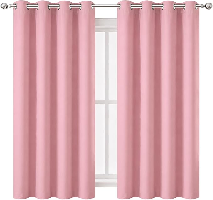 Blackout Curtains 52 x 63 inch/Pink Curtains Set of 2 Panels/Thermal Insulated - Image 2