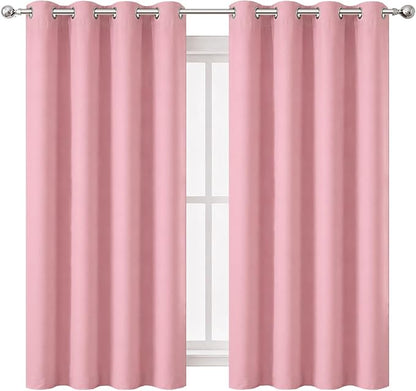 Blackout Curtains 52 x 63 inch/Pink Curtains Set of 2 Panels/Thermal Insulated - Image 2