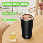 Insulated Coffee Mug with Ceramic Coating, 18oz Travel Mug with Leak-proof Lid, Vacuum Double-wall Tumbler, Stainless Steel Thermal Cup for Tea, Hot Cocoa, Cold Beverage, Ice Drinks