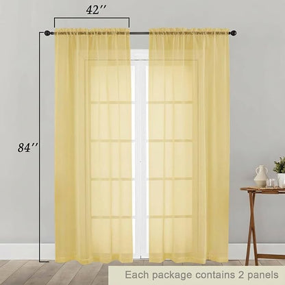 Sheer Curtains 84 Inches Long 2 Panels Set - Image 2