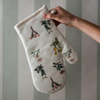 Elegant Vintage Oven Mitt - Heat Resistant Oven Glove with Botanical Print - Perfect for BBQ, Baking, Cooking and Grilling