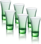 M&N HOME Ombre Green Shot Glass Set, 2 Oz Set of 6 Colored Shot Glasses, Whiskey Glasses, Tequila Shot Glasses, Cocktail Glasses, Round Shot Glasses for Vodka, Spirits & Liquor (Gradient Green Set)