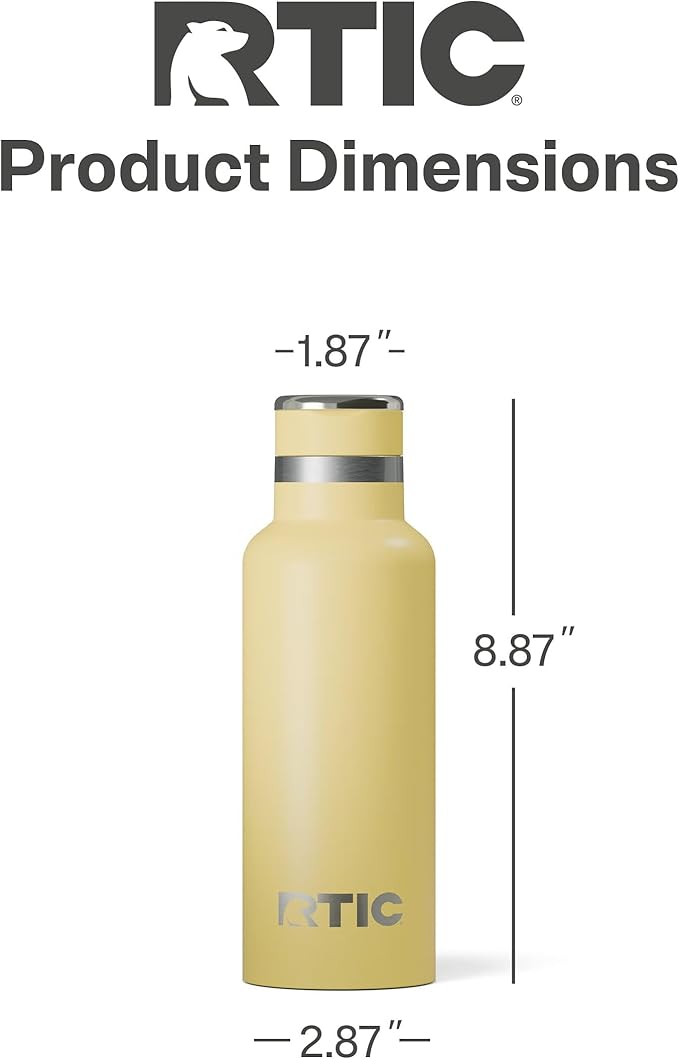 RTIC 16oz Journey Bottle Metal Stainless Steel Vacuum Insulated, BPA Free, Reusable, for Water, Hot and Cold Drinks, Travel, Sports, Camping, Sunlight