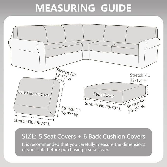 Arfntevss Sectional Couch Covers L Shape Couch Cushion Covers Slipcovers Fitted - Image 3