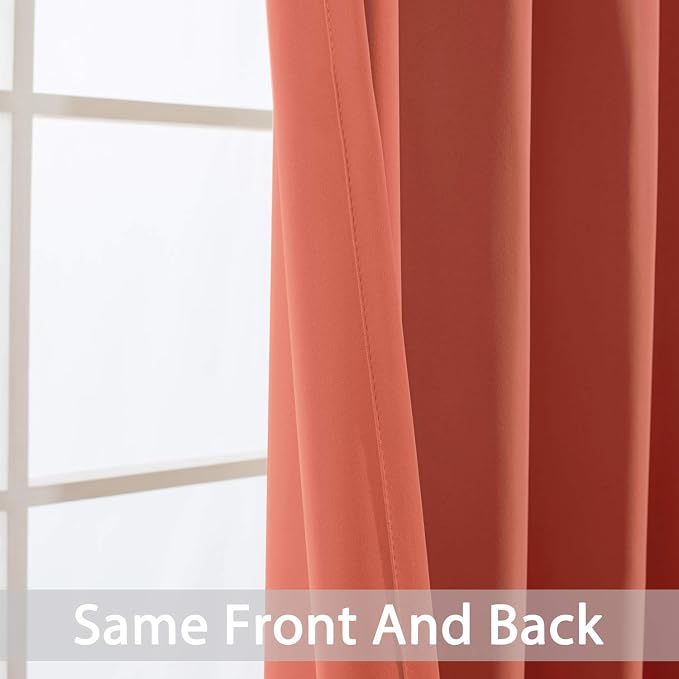 Yakamok Room Darkening Curtains 52x96 inch Length Coral Orange-Living Room | 2 - Image 6