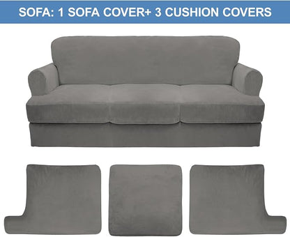 CUCRAF T Cushion Sofa Cover 4 Piece Slipcovers, Soft Thick Velvet Couch Cover - Image 5