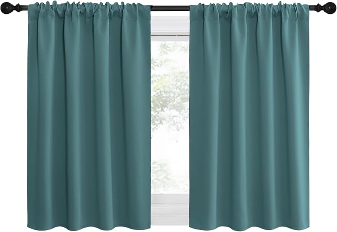 NICETOWN RV Blackout Curtains for Camper Windows, Sea Teal, Kitchen Curtains by NICETOWN
