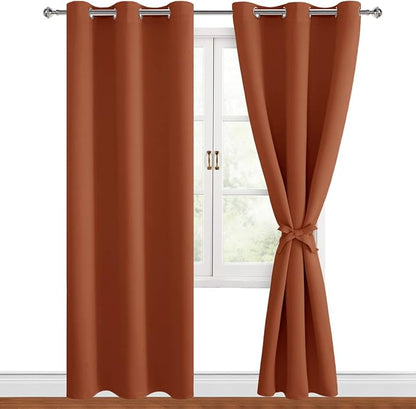 Blackout Curtains for Bedroom, 38 x 84 Inches Long, Burnt Ochre | Thermal by Hiasan