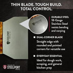 STEELPORT Bench Scraper | USA Made Premium Stainless Steel Dough Cutter & Shaper | Ideal as Bread, Pizza, Pastry Cutter | 18 Gauge Steel Blade, Tapered Oregon Maple Burl Handle | Home & Commercial Use