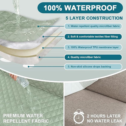 Turquoize 100% Waterproof Futon Cover Futon Slipcover Washable Armless Sofa Bed - Image 3