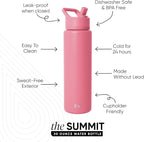 Simple Modern Water Bottle with Straw Lid | Vacuum Insulated Stainless Steel Metal Thermos | Reusable Leak Proof BPA-Free Flask for Sports Gym | Summit Collection | 30oz, Velvet Pink