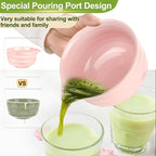 7 Pcs Matcha Whisk Set, Matcha Set with Ceramic Bowl, Whisk, Bamboo Spoon, Whisk Holder, Sifter, Scoop and Holder, Matcha Kit for Matcha Lover (Pink)