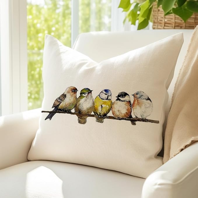 RABUSOFA 16x16 Watercolor Birds Pillows Decorative Throw Pillows Hand-Painted - Image 2