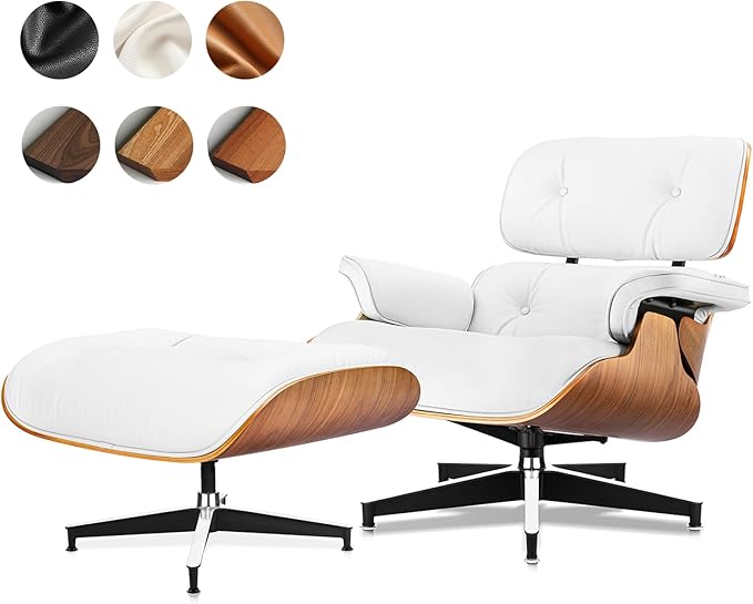 Top Grain Leather, Mid Century Chaise Lounge Chair and Ottoman, Reading Chair by MakeHomeBetter