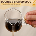 Patelai Espresso Cups Set of 2, 180ml/6oz Coffee Cups with Double Spouts & Handle, Scales Espresso Shot Glass for Espresso Machines, Milk Frothing, and Coffee Bars Accessories