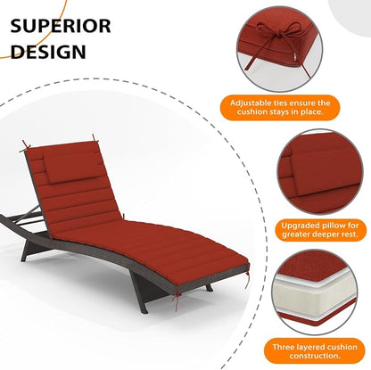 Sundale Outdoor Olefin Quilted Lounge Cushion Set of 2, Patio Foldable Chaise - Image 4