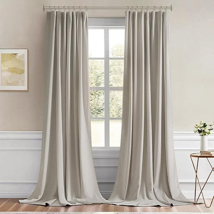 MIULEE Natural Back Tab Blackout Curtains 52x108 Inch Long 2 Panels Set | Rod - Image 9