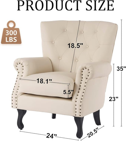 Modern Accent Chair Set of 2, PU Leather Armchair - Image 2