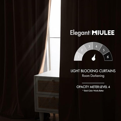 MIULEE Blush Beige Velvet Curtains 52x96 inches Luxury Blackout Curtains | - Image 5